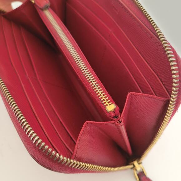PRADA Authentic Pink Saffiano Leather Logo Wallet Zip Around Large Accordion - Picture 9 of 15